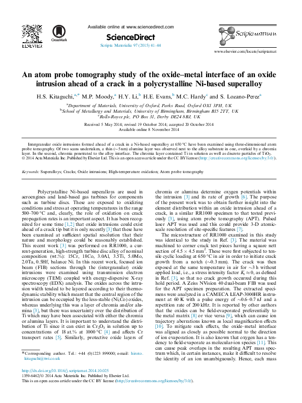 (PDF) An atom probe tomography study of the oxide–metal interface of an ...