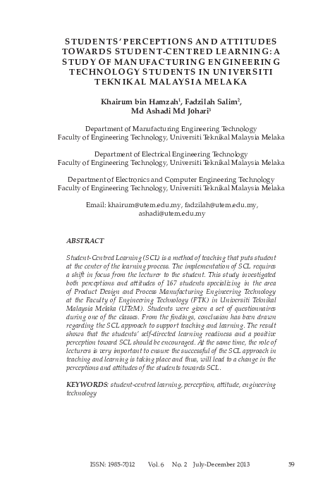 (PDF) Students’ Perceptions and Attitudes Towards Student-Centred ...
