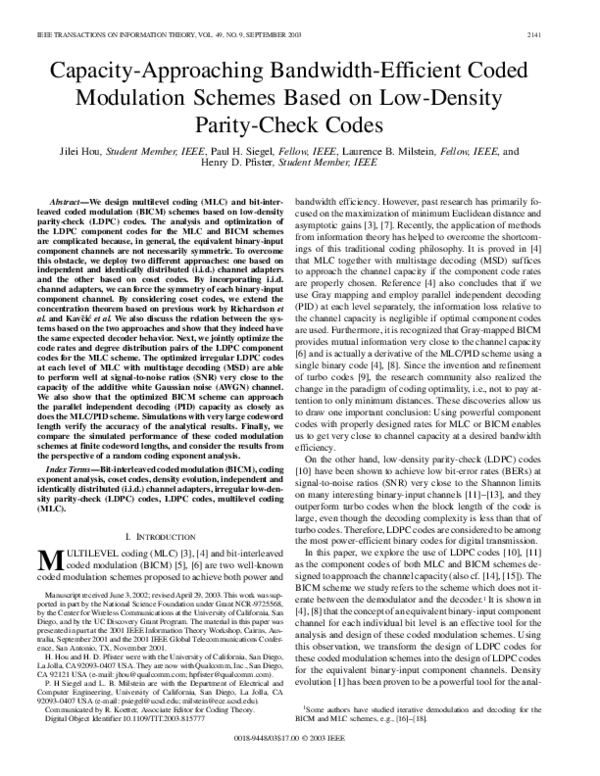 (PDF) Capacity-approaching bandwidth-efficient coded modulation schemes ...