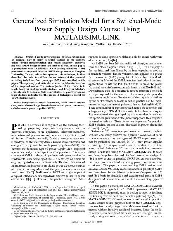 (PDF) Generalized Simulation Model for a Switched-Mode Power Supply ...
