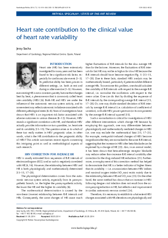 (PDF) Heart rate contribution to the clinical value of heart rate ...