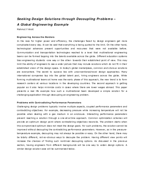 (PDF) Seeking Design Solutions through Decoupling Problems - A Global ...