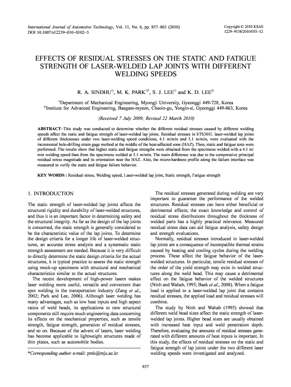 (PDF) Effects of residual stresses on the static and fatigue strength ...