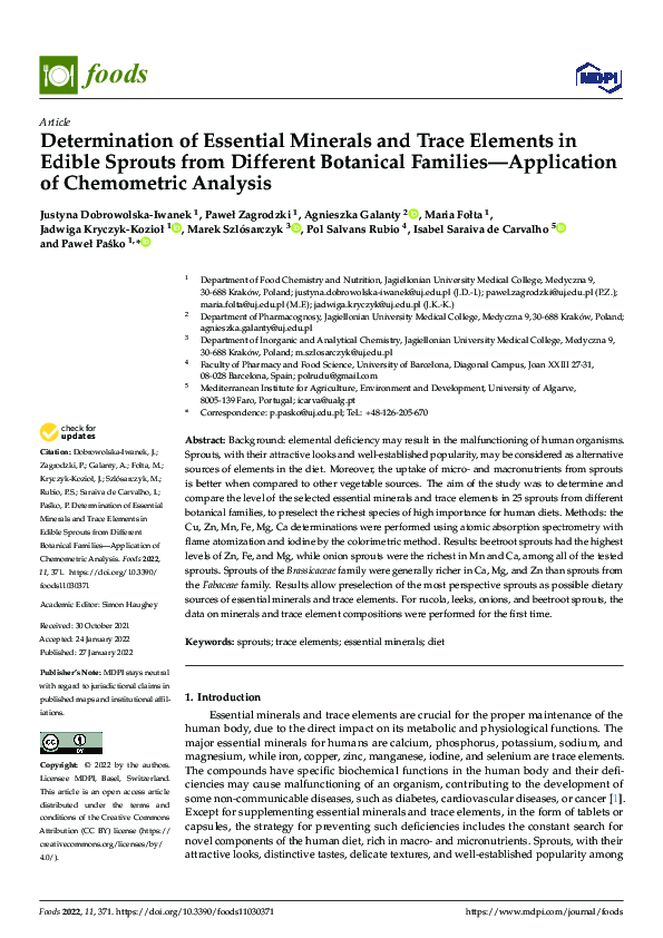 (PDF) Determination of Essential Minerals and Trace Elements in Edible ...