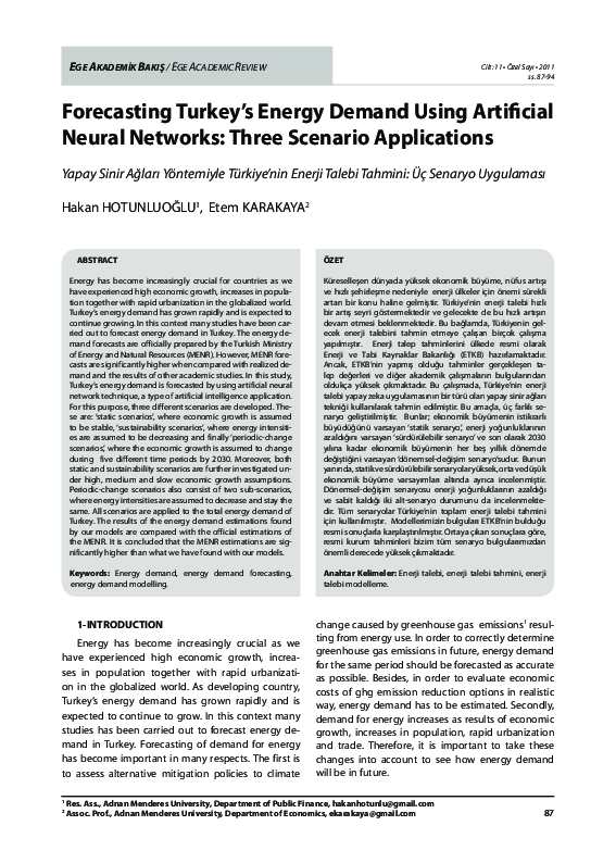 (PDF) Forecasting Turkey’s Energy Demand Using Artificial Neural ...