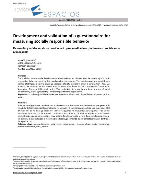 (PDF) Development and validation of a questionnaire for measuring ...
