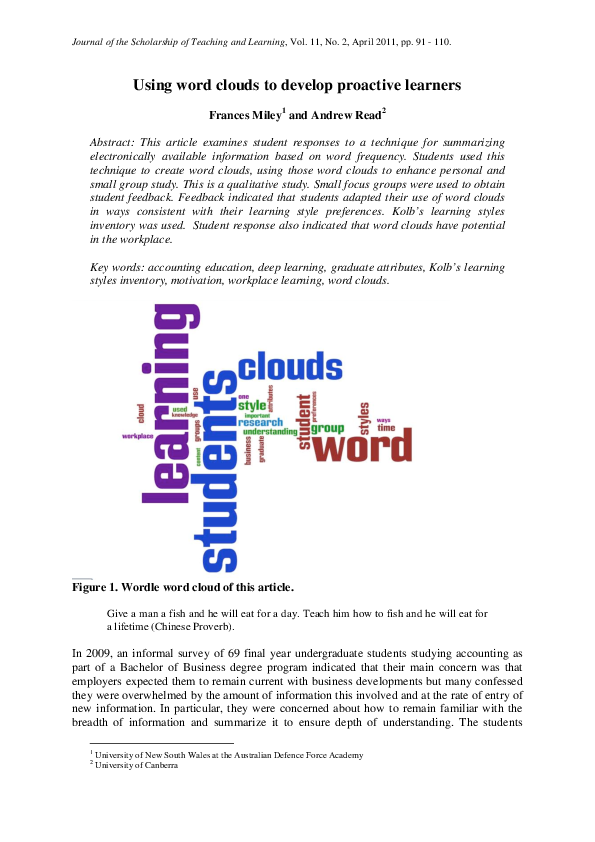 (PDF) Using word clouds to develop proactive learners