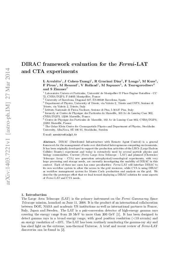 (PDF) DIRAC framework evaluation for the $\boldsymbol{Fermi}$-LAT and ...