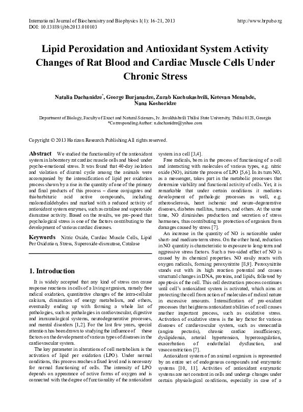 (PDF) Lipid Peroxidation and Antioxidant System Activity Changes of Rat ...