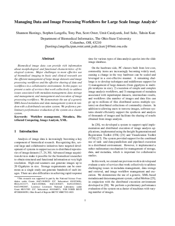 (PDF) Managing Data and Image Processing Workflows for Large Scale ...