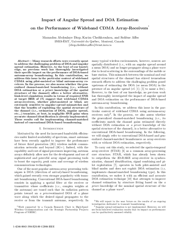 (PDF) Impact of Angular Spread and DOA Estimation on the Performance of ...