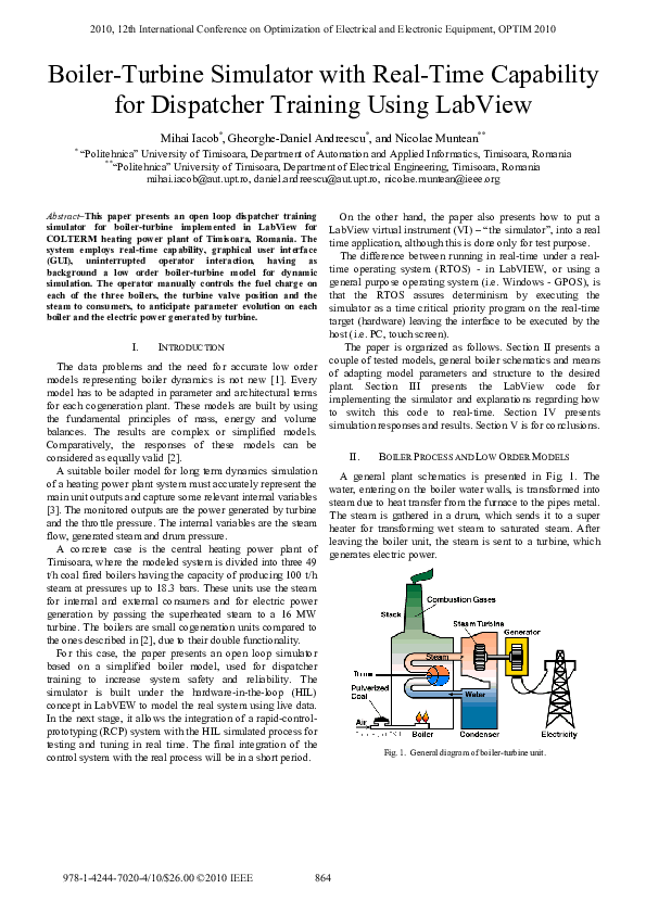 (PDF) Boiler-turbine simulator with real-time capability for dispatcher ...