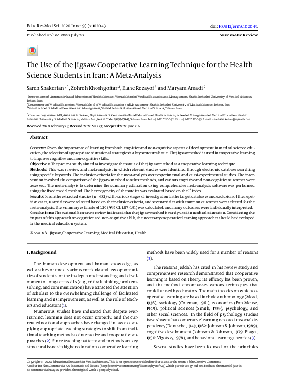 (PDF) The Use of the Jigsaw Cooperative Learning Technique for the ...