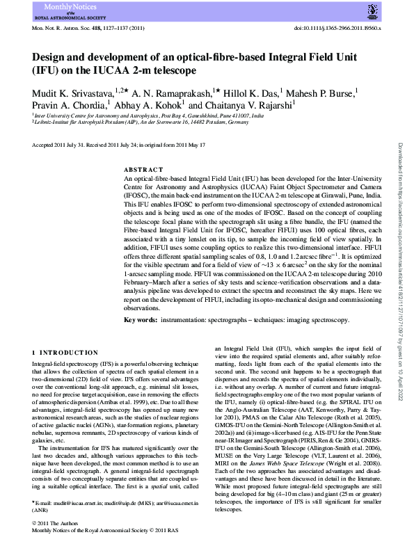 (PDF) Design and development of an optical‐fibre‐based Integral Field ...