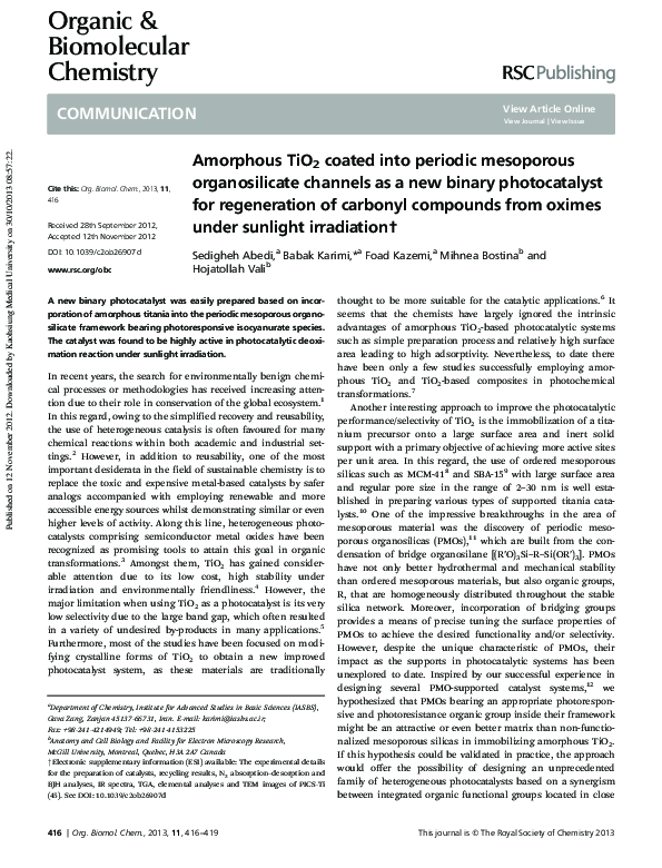 (PDF) Amorphous TiO2 coated into periodic mesoporous organosilicate ...