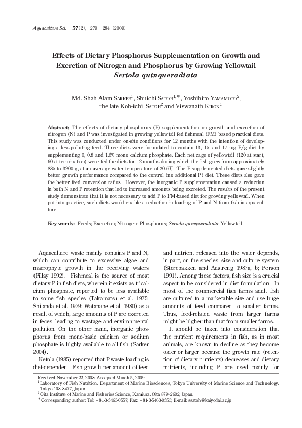 (PDF) Effects of Dietary Phosphorus Supplementation on Growth and ...