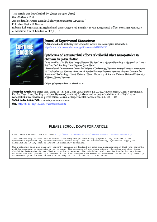 (PDF) Synthesis and antimicrobial effects of colloidal silver ...