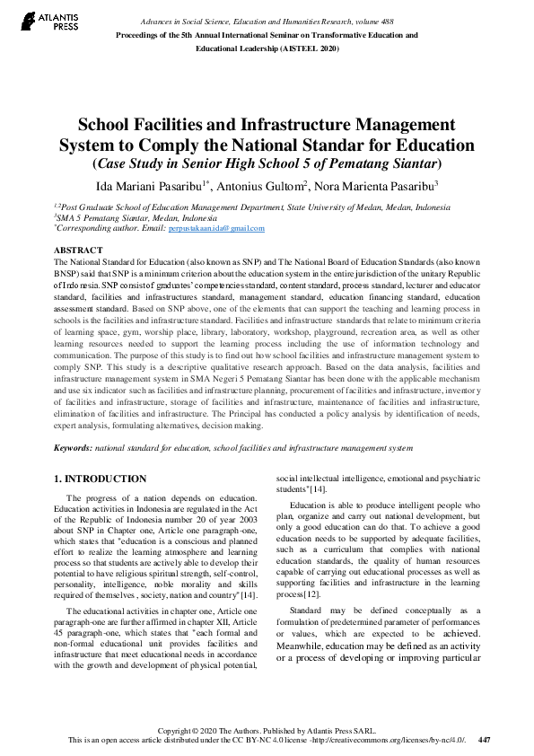 (PDF) School Facilities and Infrastructure Management System to Comply ...