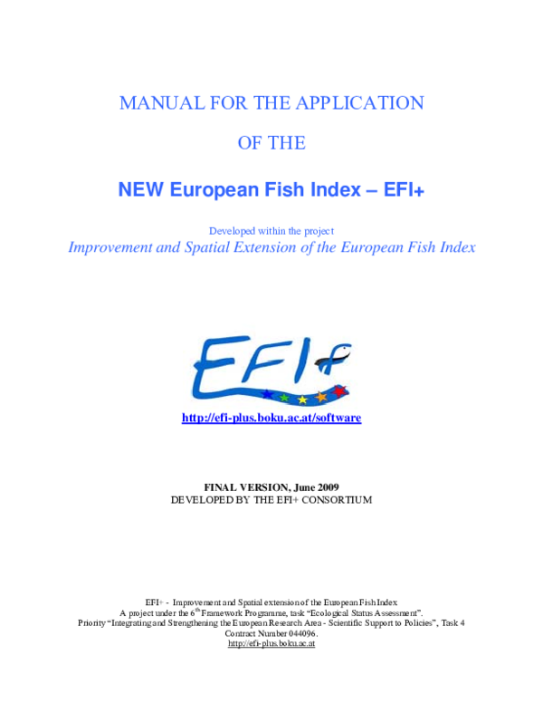 (PDF) Manual for the application of the new European Fish Index - EFI+ ...
