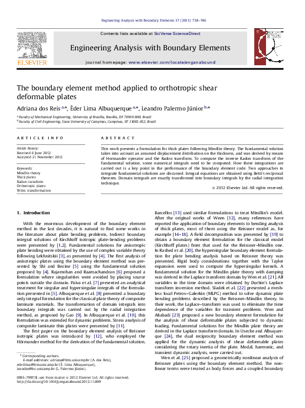 (PDF) The boundary element method applied to orthotropic shear ...