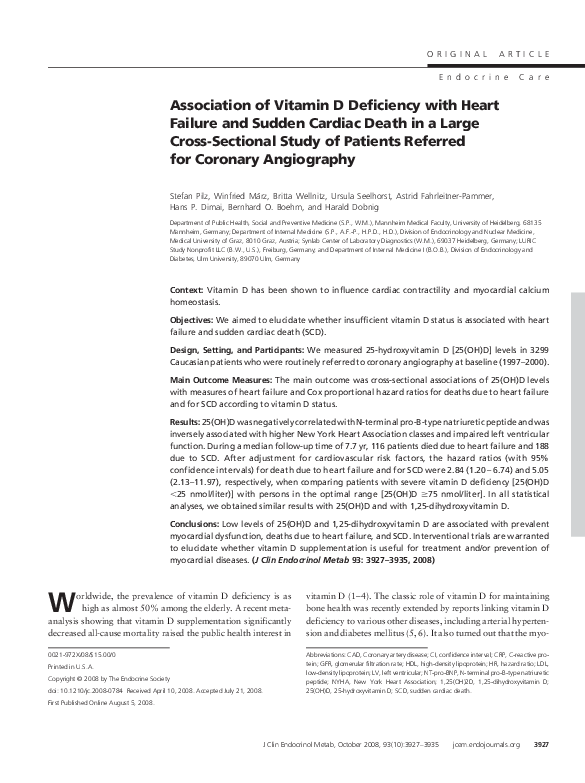 (PDF) Association of Vitamin D Deficiency with Heart Failure and Sudden ...