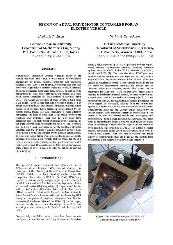 (PDF) Design of a Dual Drive Feedback Motor Controller for Electric ...