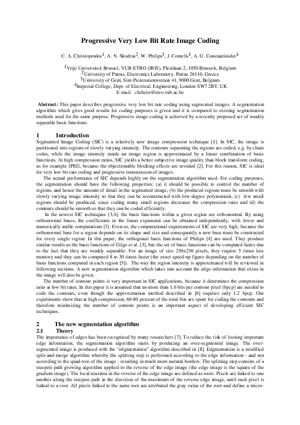 (PDF) Progressive very low bit rate image coding