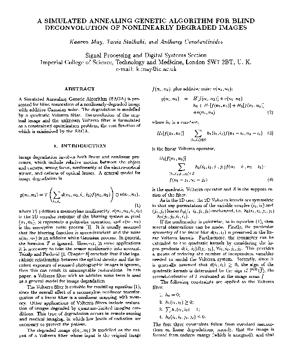 (PDF) A Simulated Annealing Genetic Algorithm for Blind Deconvolution ...