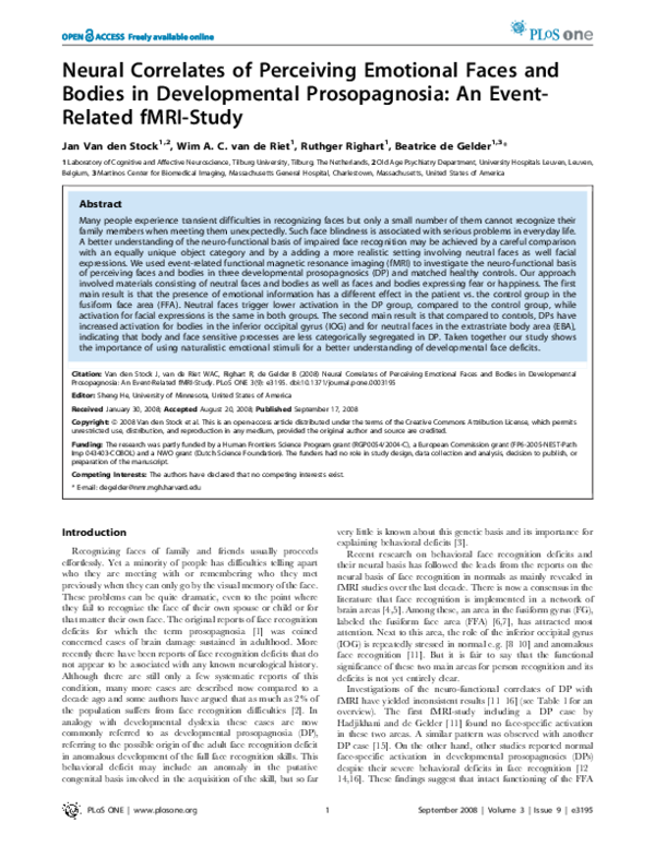 (PDF) Neural Correlates of Perceiving Emotional Faces and Bodies in ...