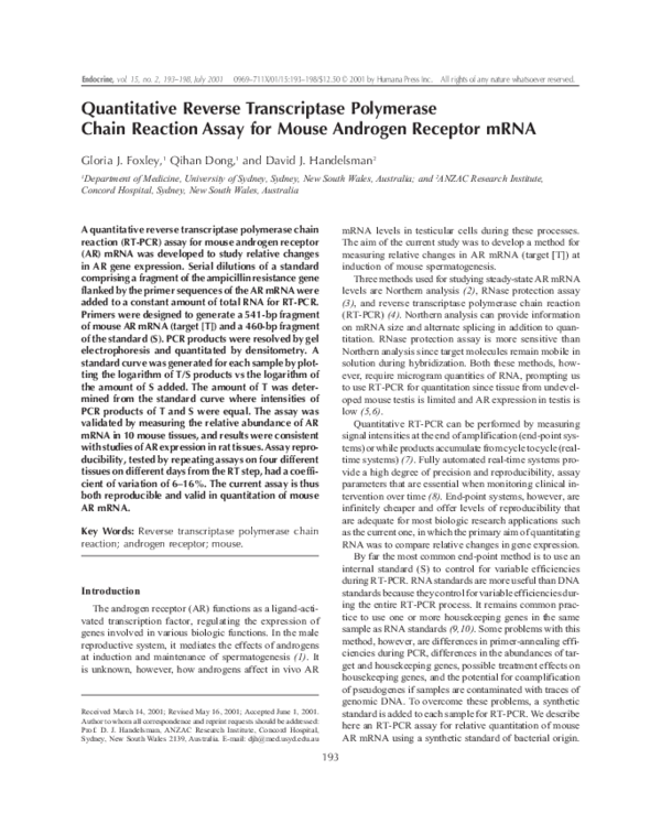 (PDF) Quantitative Reverse Transcriptase Polymerase Chain Reaction ...