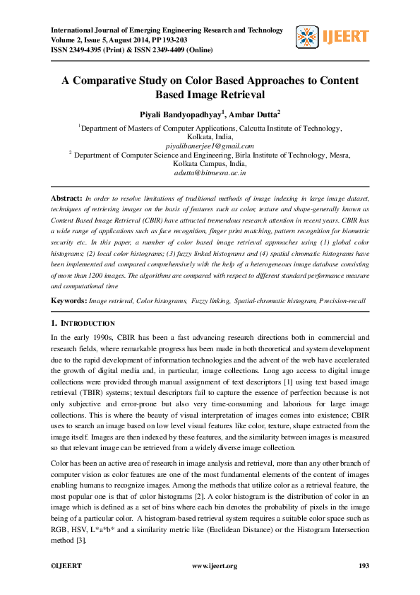 (PDF) A Comparative Study on Color Based Approaches to Content Based ...