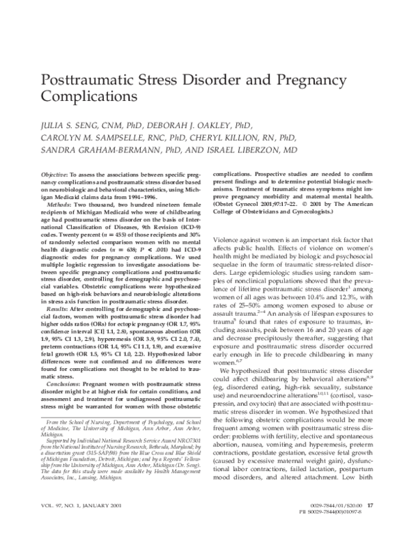(PDF) Posttraumatic stress disorder and pregnancy complications