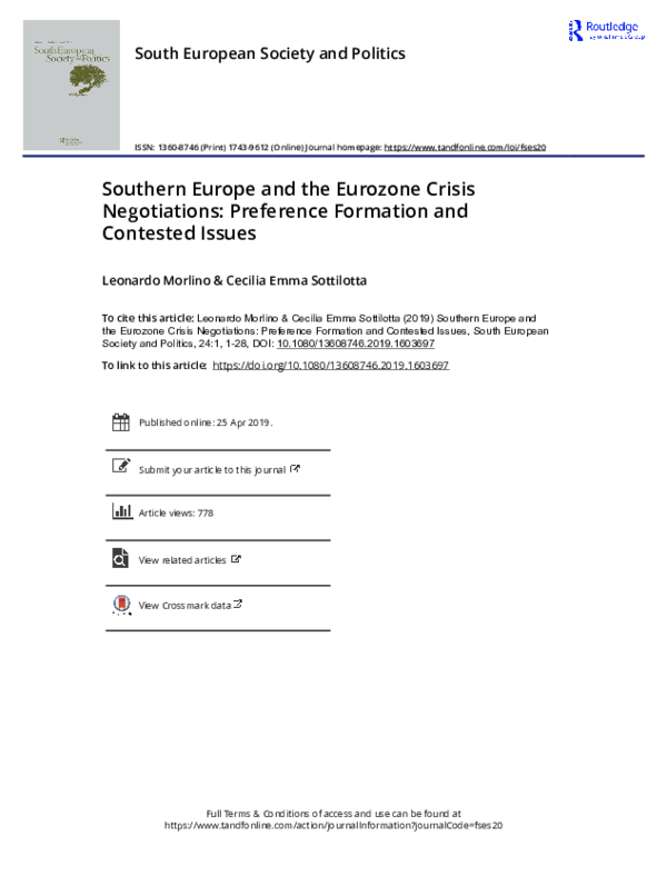 (PDF) Southern Europe and the Eurozone Crisis Negotiations: Preference ...