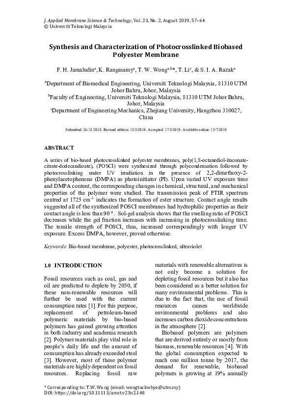 (PDF) Synthesis and characterization of photocrosslinkable gelatin and ...