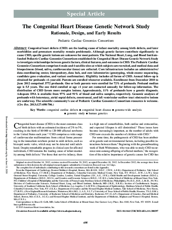 (PDF) The Congenital Heart Disease Genetic Network Study: Rationale ...