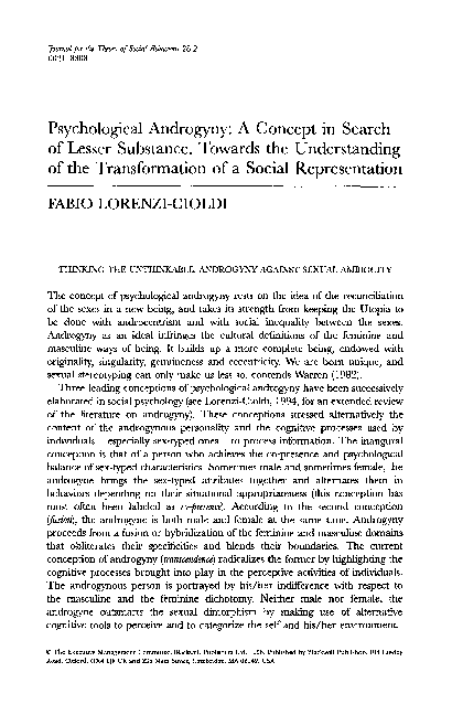 (PDF) Psychological Androgyny: A Concept in Search of Lesser Substance ...