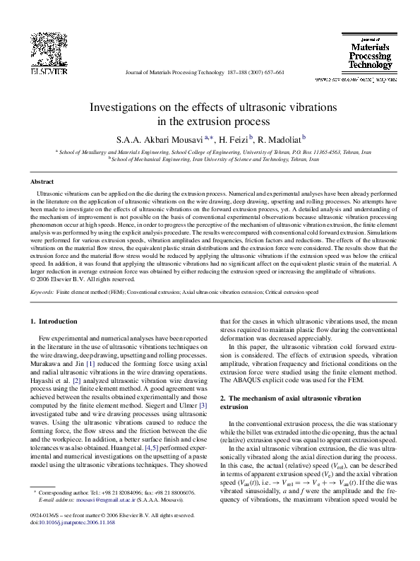 (PDF) Investigations on the effects of ultrasonic vibrations in the ...