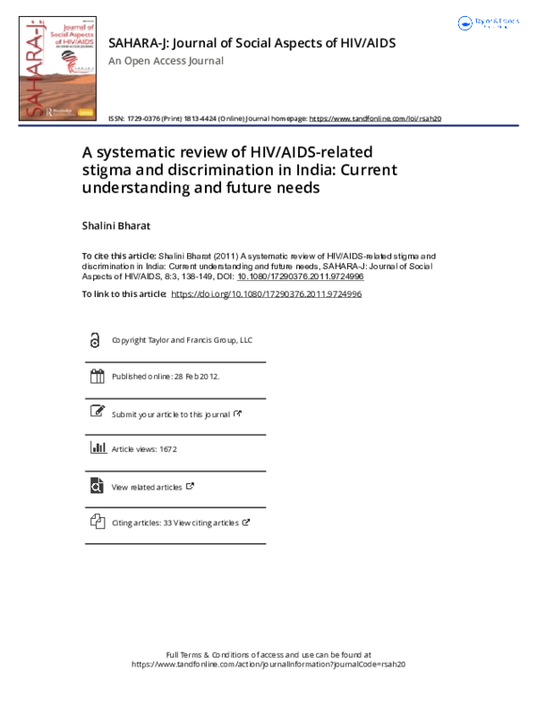 (PDF) A systematic review of HIV/AIDS-related stigma and discrimination ...