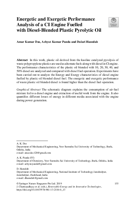 (PDF) Energetic and Exergetic Performance Analysis of a CI Engine ...