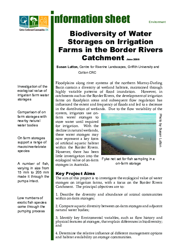 (PDF) Biodiversity of Water Storages on Irrigation Farms in the Border ...