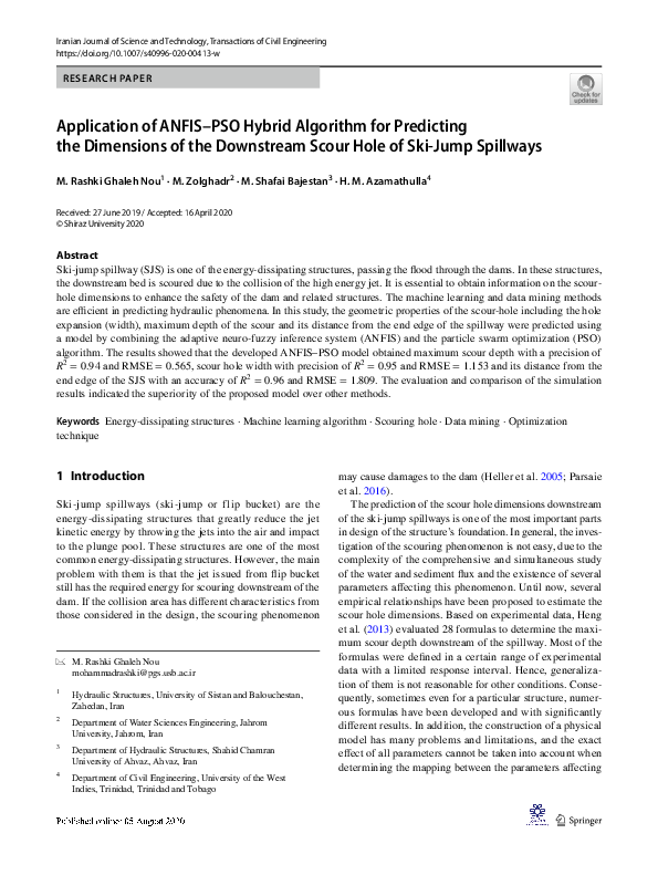 (PDF) Application of ANFIS–PSO Hybrid Algorithm for Predicting the ...