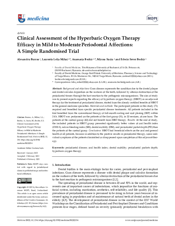 (PDF) Clinical Assessment of the Hyperbaric Oxygen Therapy Efficacy in ...