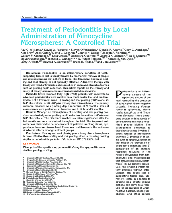 (PDF) Treatment of Periodontitis by Local Administration of Minocycline ...