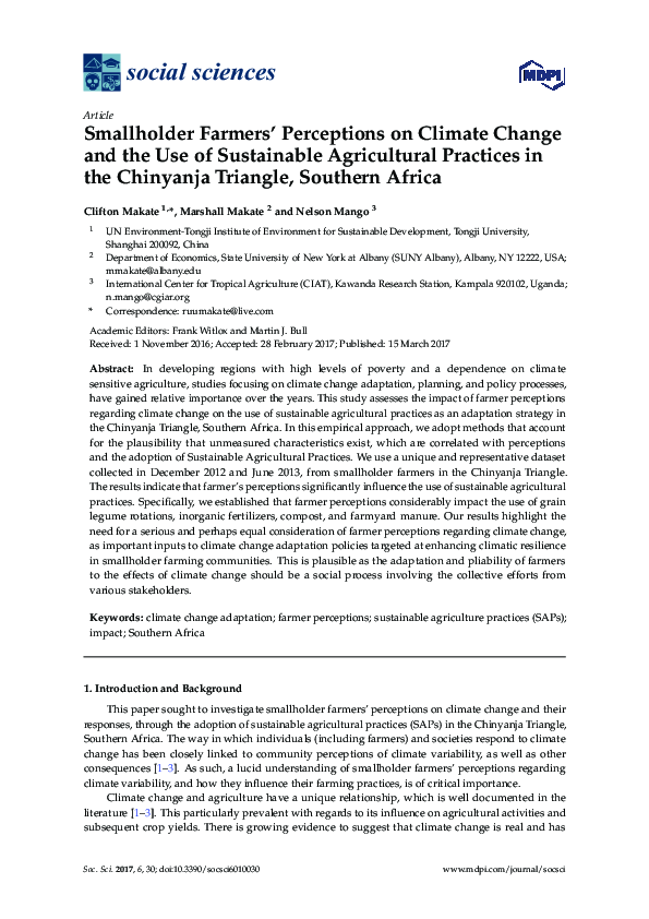 (PDF) Smallholder Farmers’ Perceptions on Climate Change and the Use of ...