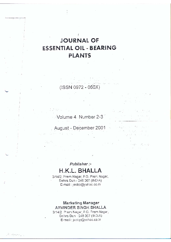 (PDF) Journal of Essential OilBearing Plants RAKKIMUTHU RAMALINGAM