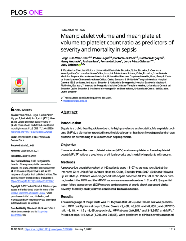 (PDF) Mean platelet volume and mean platelet volume to platelet count ...