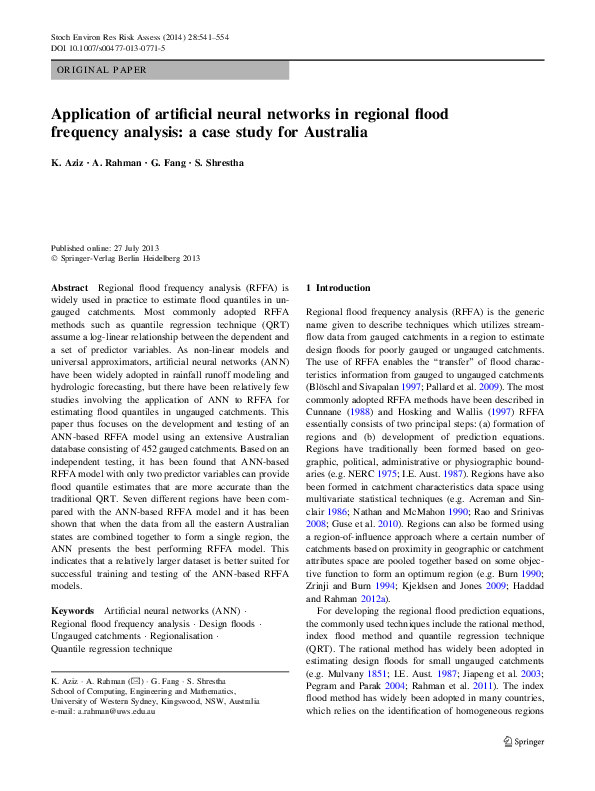 (PDF) Design Flood Estimation for Ungauged Catchments: Application of ...