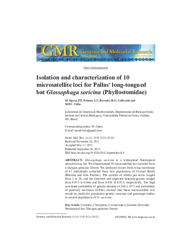 (PDF) Isolation and characterization of 10 microsatellite loci in poor ...