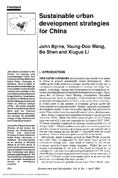 (PDF) Sustainable urban development strategies for China