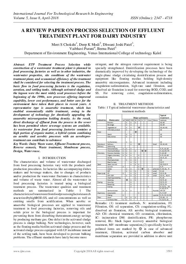 (PDF) A Review Paper on Process Selection of Effluent Treatment Plant ...